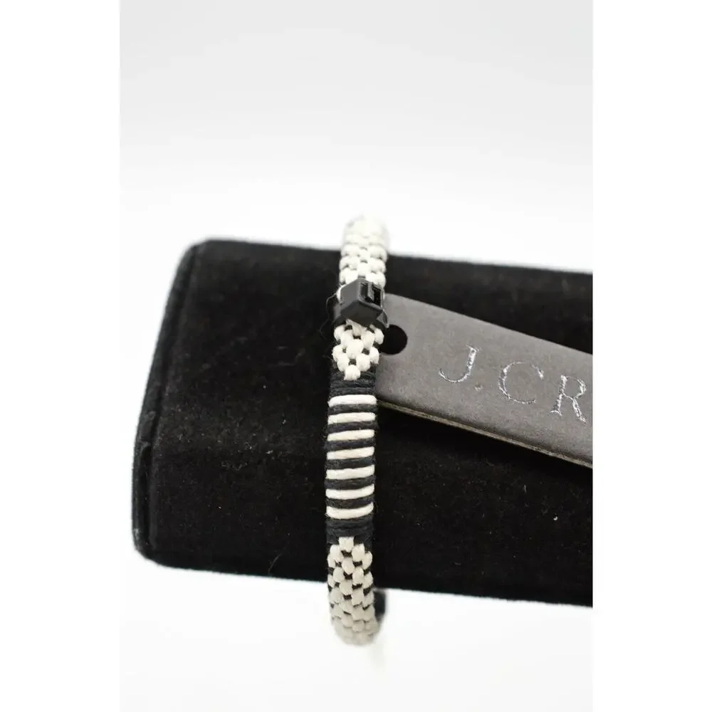 J Crew NWT Statement Cuff Bracelet Black White Friendship Fabric Unique Bin7